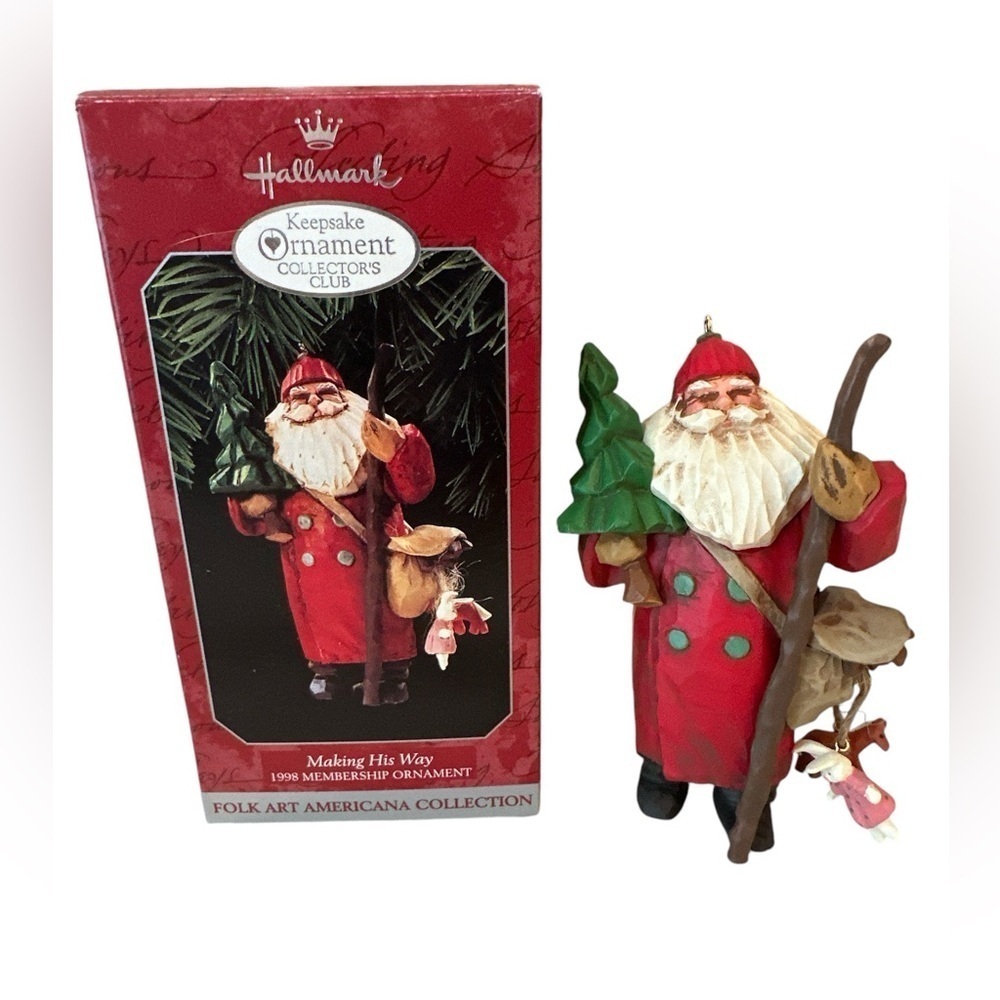 1998 Hallmark Ornament - Making His Way - Folk Art Americana - Collector Club